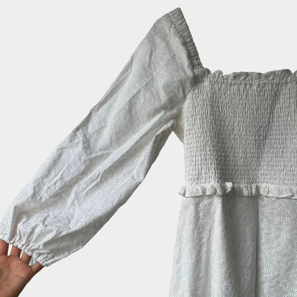 NWT Veronica Beard Denise Smocked Eyelet Mini Dress 10 - Picture 5 of 8